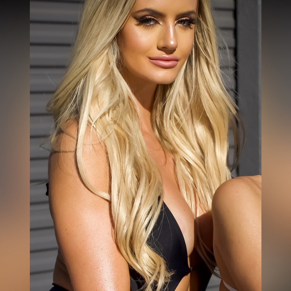 Blonde human hair extensions